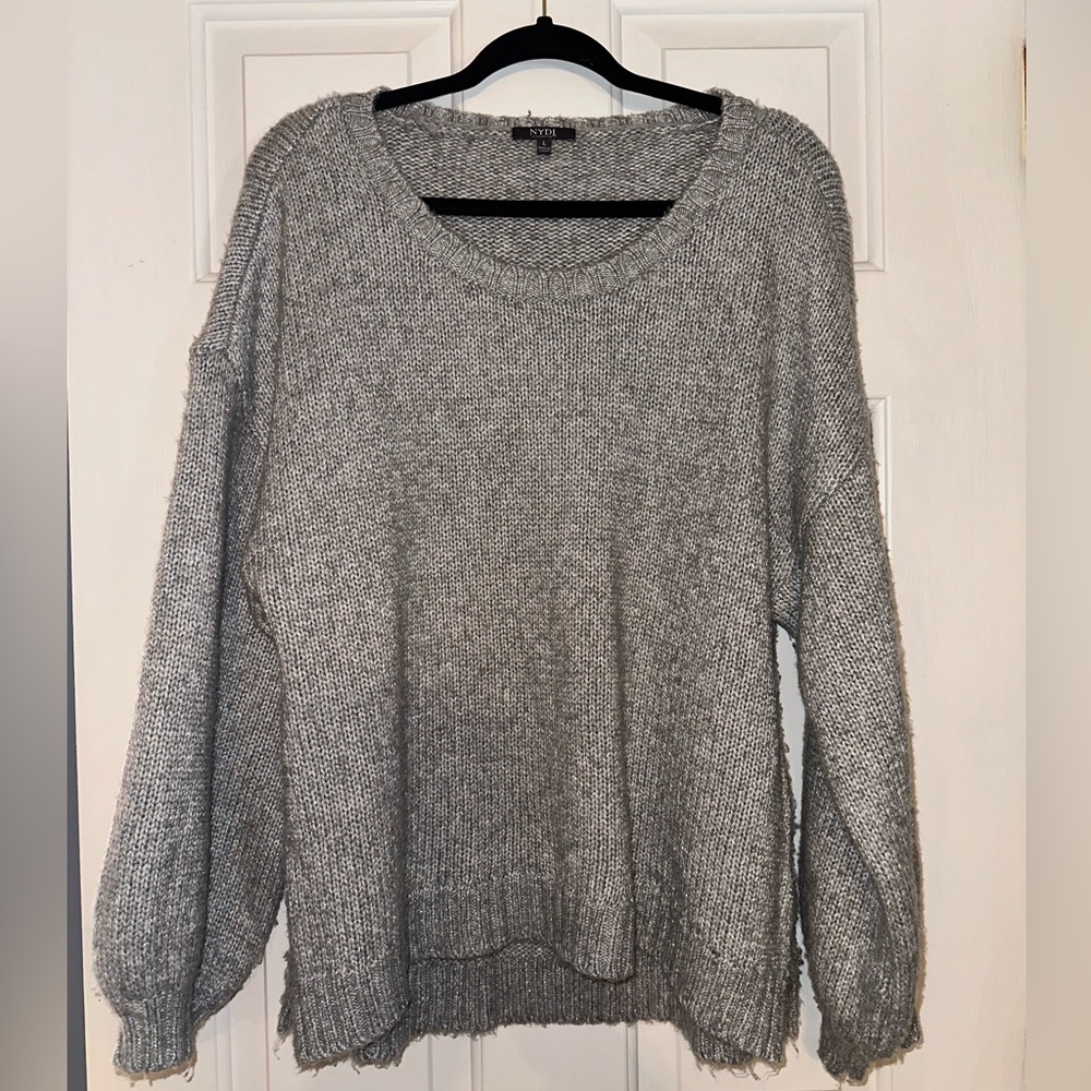NYDJ Not Your Daughter's Jeans Silver Gray Metallic Sweater Women's Large